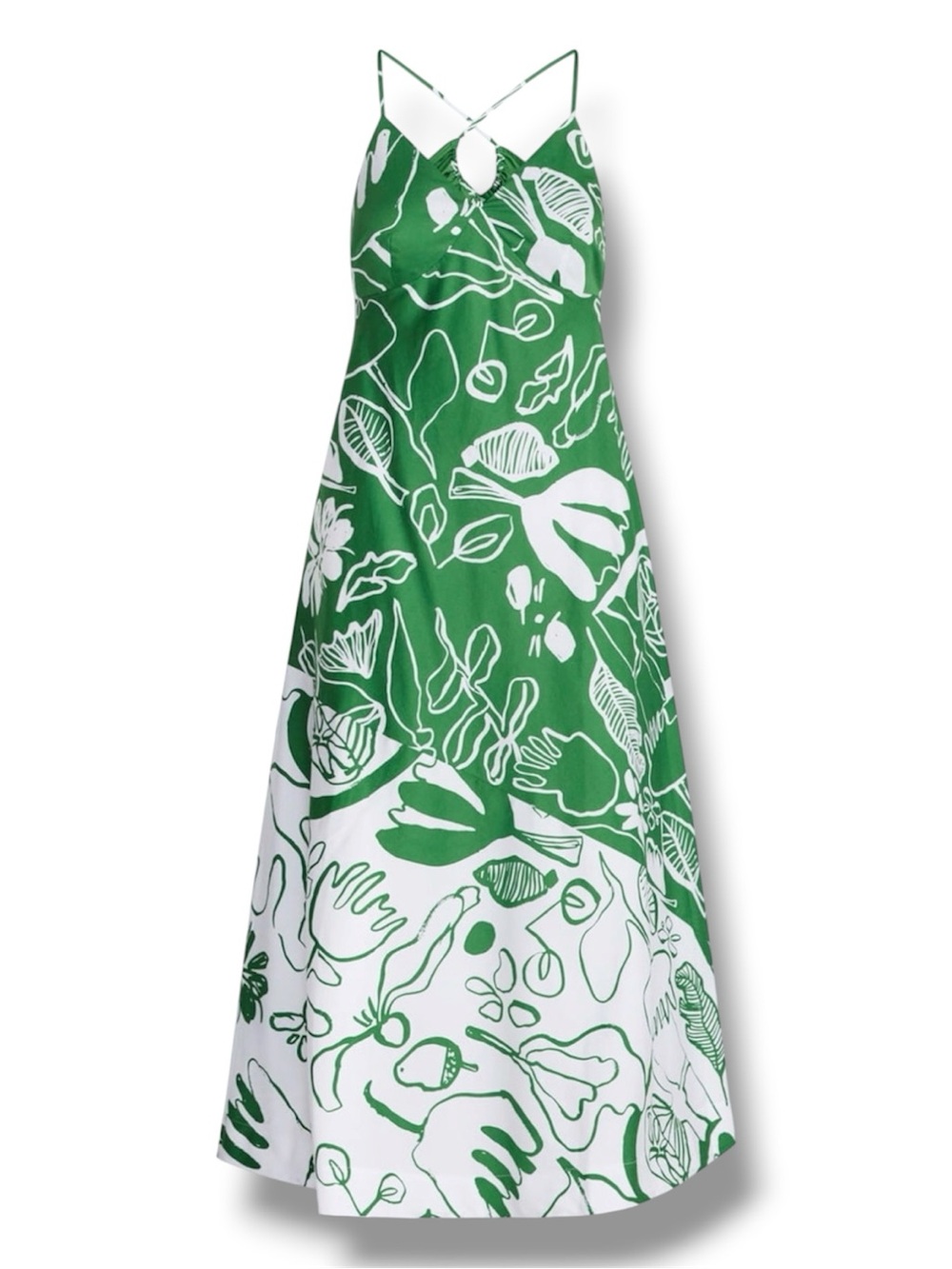 Women's Free Assembly Green Basil Tie Back Cotton Maxi Dress - Size Large - NWT
